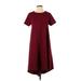 Lularoe Casual Dress - High/Low Crew Neck Short sleeves: Burgundy Print Dresses - Women's Size Small