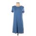 Pinc Casual Dress - Shift Crew Neck Short sleeves: Blue Print Dresses - Women's Size Medium
