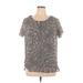 Croft & Barrow Short Sleeve Blouse: Gray Tops - Women's Size X-Large