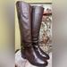 Tory Burch Shoes | Euc Tory Burch "Elina" Coconut Pebbled Brown Leather Riding Boot Size 7.5 | Color: Brown/Gold | Size: 7.5