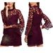 Free People Dresses | New Free People Red Plum North Star A-Line Sequence Dress Bell Sleeves, Size 4 | Color: Purple/Red | Size: 4