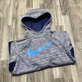 Nike Shirts & Tops | Nike Dri-Fit Graphic Print Grey/Blue Hooded Sweatshirt Hoodie Boy's Size Xl | Color: Blue/Gray | Size: Xlb