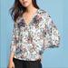 Anthropologie Tops | Anthropologie Maeve Umi Faux Wrap Silk Blend Floral Blouse Size M | Color: Blue/Red | Size: M