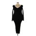 Fashion Nova Casual Dress - Midi Plunge Long sleeves: Black Print Dresses - New - Women's Size 3X