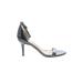 Sam Edelman Heels: Slip-on Stilleto Cocktail Party Black Print Shoes - Women's Size 8 - Open Toe
