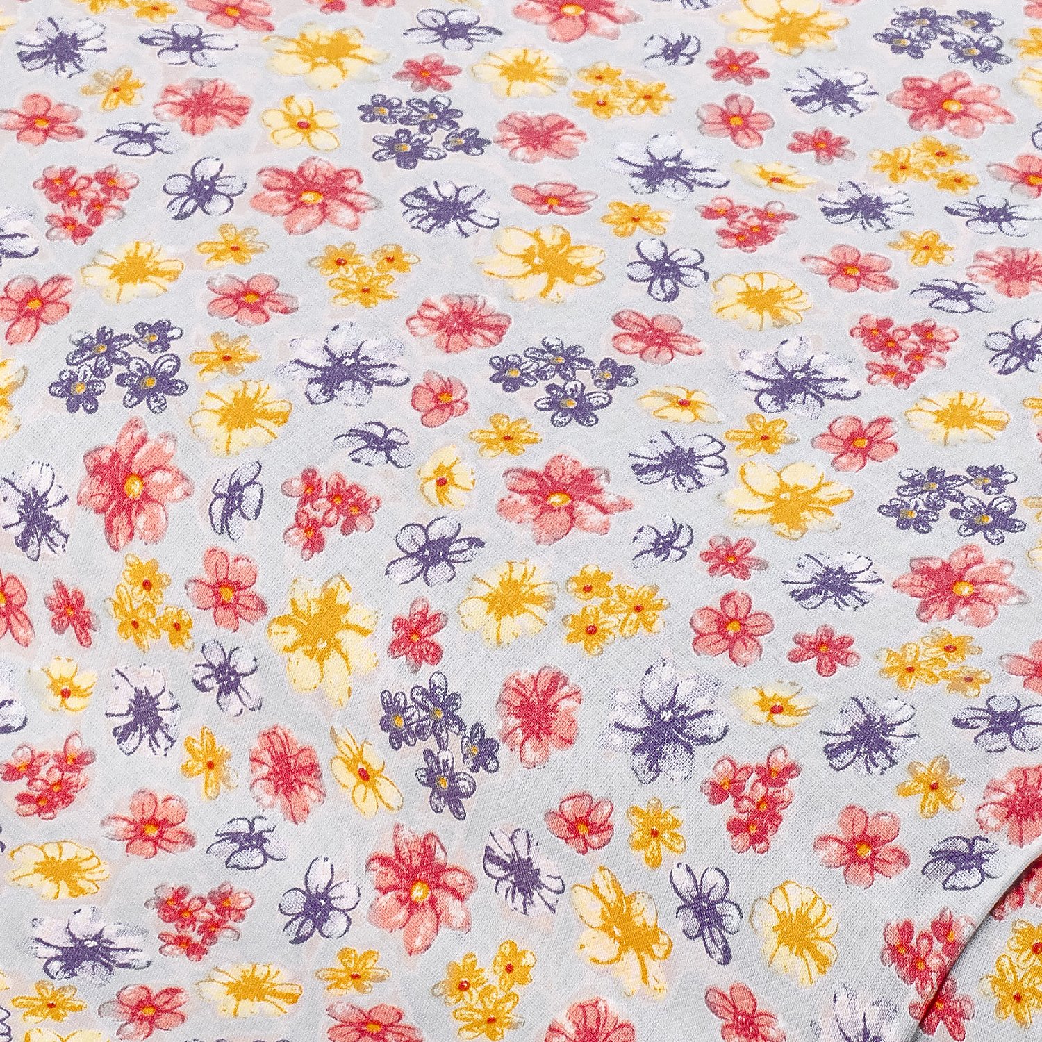 Baumwollstoff Blütenköpfe Mona, grau-color