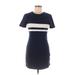Forever 21 Casual Dress - Bodycon Crew Neck Short sleeves: Blue Color Block Dresses - Women's Size Medium