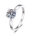 Lieson Women's Ring Engagement, 925 Sterling Silver Rings for Women Simple Solitaire 4 Prong Round Cubic Zirconia 5MM Promise Rings Silver Ring Size Q 1/2