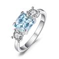 JewelryPalace Cushion Cut 2.6ct Genuine Blue Topaz 3 stones Rings for Her, 14K White Gold 925 Sterling Silver Promise Ring for Women, Natural Gemstone Jewellery Sets Rings Size 5