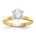 14ct Two tone Gold Lab Grown Diamond Liite weight Knife Edge 6 prong Ring Size N 1/20 Jewelry Gifts for Women