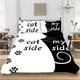 Black White King Size Bedding Sets Soft Comfy Microfiber 3d Print Cat Side My Side Bedding Sets Quilt Cover 230x220 cm + 2 Pillowcases 50x75 cm with Zipped