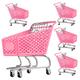 ibasenice 4pcs Shopping Handcart Model Miniature Shopping Cart Micro Toys Mini Grocery Cart Makeup Toy Mini Shopping Cart Makeup Sponge Holder Storage Toys Mini Cart Small Pink Metal Trolley