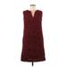 Ann Taylor Casual Dress - Sweater Dress: Burgundy Tweed Dresses - Women's Size 6