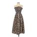 H&M Casual Dress - Midi Strapless Sleeveless: Brown Leopard Print Dresses - Women's Size X-Small