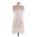 Rebecca Minkoff Casual Dress - A-Line V Neck Sleeveless: Ivory Solid Dresses - Women's Size 6
