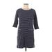 Laura Ashley Casual Dress - Shift Scoop Neck 3/4 sleeves: Blue Print Dresses - Women's Size 8