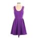Forever 21 Contemporary Casual Dress - A-Line Scoop Neck Sleeveless: Purple Print Dresses - New - Women's Size Small