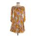 Cupcakes & Cashmere Casual Dress: Yellow Floral Dresses - New - Women's Size Medium