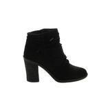 Journee Collection Ankle Boots: Black Solid Shoes - Women's Size 7 - Round Toe