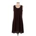 Jones New York Casual Dress - Mini Scoop Neck Sleeveless: Brown Print Dresses - Women's Size Medium