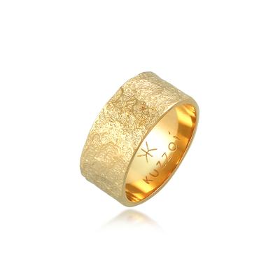 Silberring KUZZOI "Herren Bandring Organic Struktur 925 Silber" Gr. 54, gold, Fingerringe, Herren, 54mm, ohne Stein, Silber 925 (Sterlingsilber), 9mm, Fingerring Image
