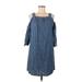 Madewell Casual Dress - Shift Square 3/4 sleeves: Blue Print Dresses - Women's Size Medium