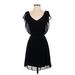 Gianni Bini Casual Dress - Party V-Neck Short sleeves: Black Solid Dresses - Women's Size X-Small