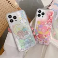 Sanurgente-Coque de téléphone à paillettes liquides pour iPhone coque arrière mignonne Little Twin