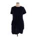 Shein Casual Dress - Shift Crew Neck Short sleeves: Blue Solid Dresses - Women's Size 1X