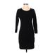 James Perse Casual Dress - Bodycon Crew Neck 3/4 sleeves: Black Print Dresses - Women's Size Small