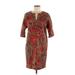 Talbots Casual Dress - Mini V Neck 3/4 sleeves: Brown Dresses - Women's Size 6 Petite