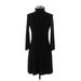 White House Black Market Casual Dress - Sheath Turtleneck 3/4 sleeves: Black Print Dresses - Women's Size X-Small