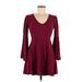 Express Outlet Casual Dress - A-Line: Burgundy Solid Dresses - Women's Size 6