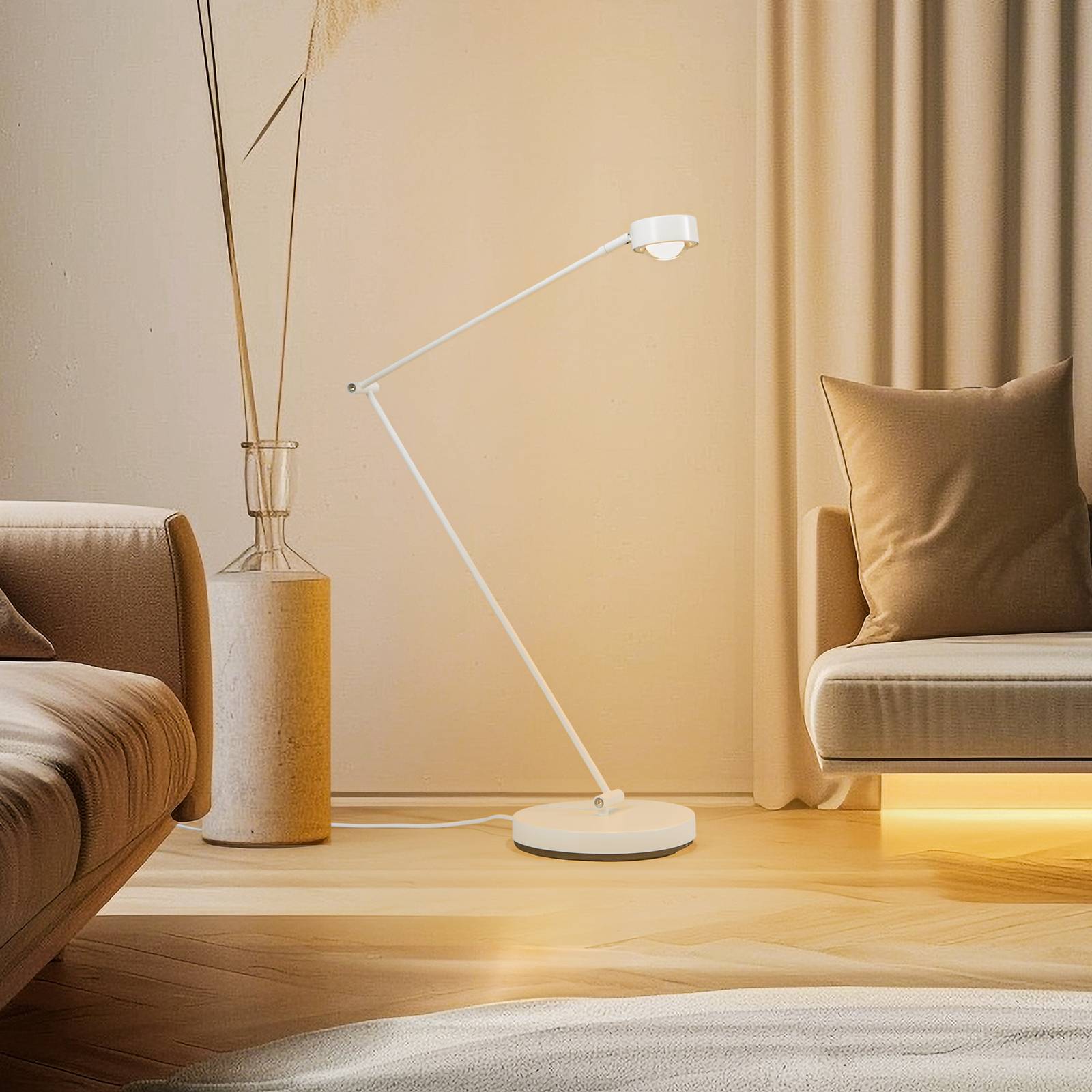 Stehlampe Jyla Lindby, dimmbar, weiß / opal, für Wohn- / Esszimmer, Metall, Modern, Stehlampe