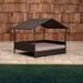 Huntley Pet Rattan Wicker Indoor Outdoor Cabana Raised Pet Bed With Canopy Weather Proof Cushion Cover