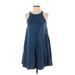 Lulus Casual Dress - A-Line Crew Neck Sleeveless: Blue Dresses - Women's Size Small