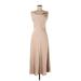 Casual Dress - A-Line Cowl Neck Sleeveless: Tan Solid Dresses - Women's Size Medium