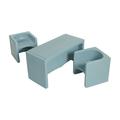 ECR4Kids Tri-Me Table and Cube Chair Set Multipurpose Furniture Powder Blue 3-Piece