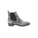 Treasure & Bond Ankle Boots: Chelsea Boots Chunky Heel Casual Gray Snake Print Shoes - Women's Size 7 1/2 - Round Toe