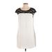 Express Casual Dress - Shift Scoop Neck Short sleeves: Ivory Print Dresses - Women's Size Small