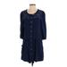 Anthropologie Casual Dress - Mini Scoop Neck 3/4 sleeves: Blue Print Dresses - Women's Size 4