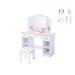 Kids Vanity Table and Chair Set Princess Makeup Vanity with Mirror and Drawer Girls Vanity Set with Pretend Wood Makeup Playset for 3-9 Yr(White)