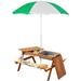 Kids Picnic Table with Umbrella and Storage Inside Sand and Water Table Kids Outdoor Furniture Wooden Bench Backyard Furniture for Garden Patio or Balcony