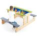 Amijoy 3-in-1 Kids Picnic Table Outdoor Wooden Water Sand Table w/ Play Boxes