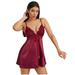 Dadaria Pajamas for Women Soft Comfy Sexy Nightdress Thong Seductive Nightdress Suit Suspender Girl Wine S Women