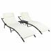3 Pieces Patio Chaise Lounge Set 2 Recliner Chairs with Foldable Coffee Table PE Rattan 5 Positions Adjustable Backrest Lounge Chair Reclining Chair with Removable Cushions for Patio Poolside Backyard