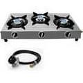 SONRET - Portable PROPANE STOVE - 3 Burner Stainless Steel Camping Stove - Gas Burners With Hose & Regulator