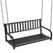 CintBllTer Hanging Porch Swing Bench Outdoor 2-Person Metal Iron Patio Bench for Garden Deck Patio Swing Chair with Chains Black