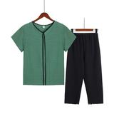 Wyongtao Pajamas Set for Women Short Sleeve Sleepwear with Pants Soft Comfy 2 Piece Pj Lounge Sets Green XL