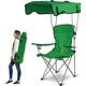 Camp Chairs Foldable Beach Canopy Chair Heavy Duty Sun ion Camping Lawn Canopy Chair With Cup Holder For Outdoor Beach Camp Park Patio-Green